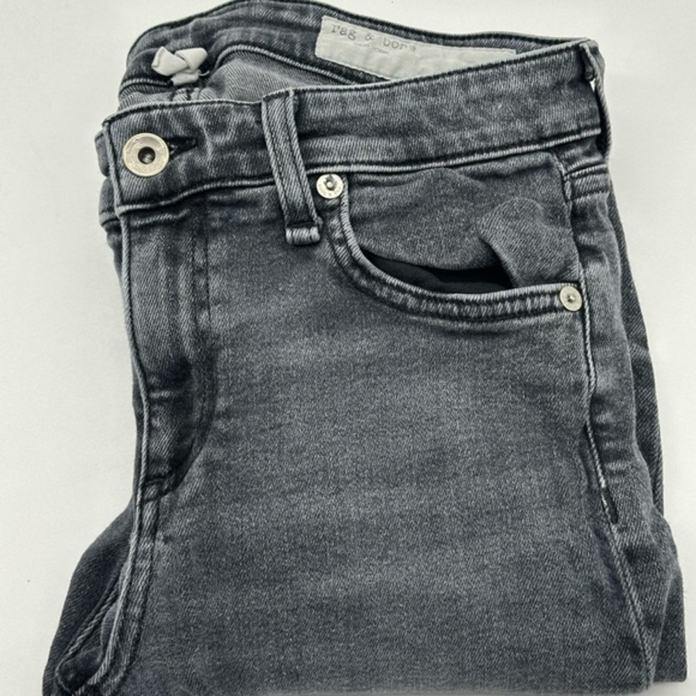 Rag &‎ Bone New York Jeans Womens 26 Black Opal Grey Faded Slim Fit